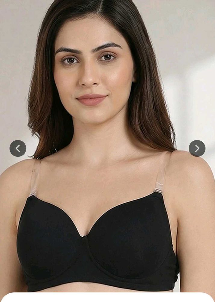 Black Padded Bra with Transparent Straps