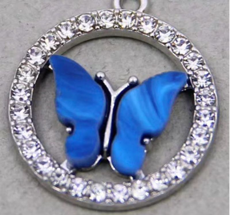 Sparkling Blue Butterfly Charm Pendant