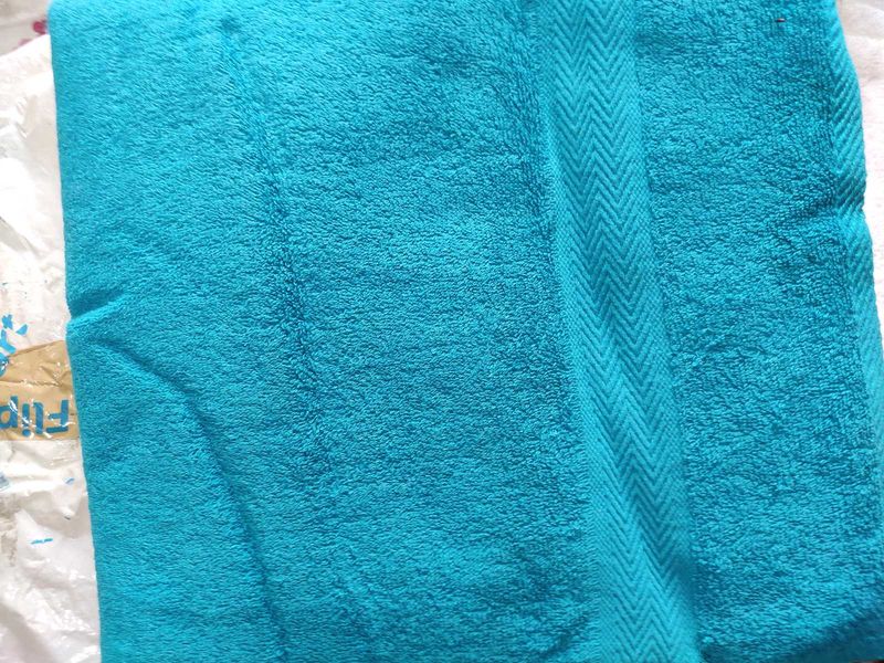 Teal Herringbone Cotton Towel