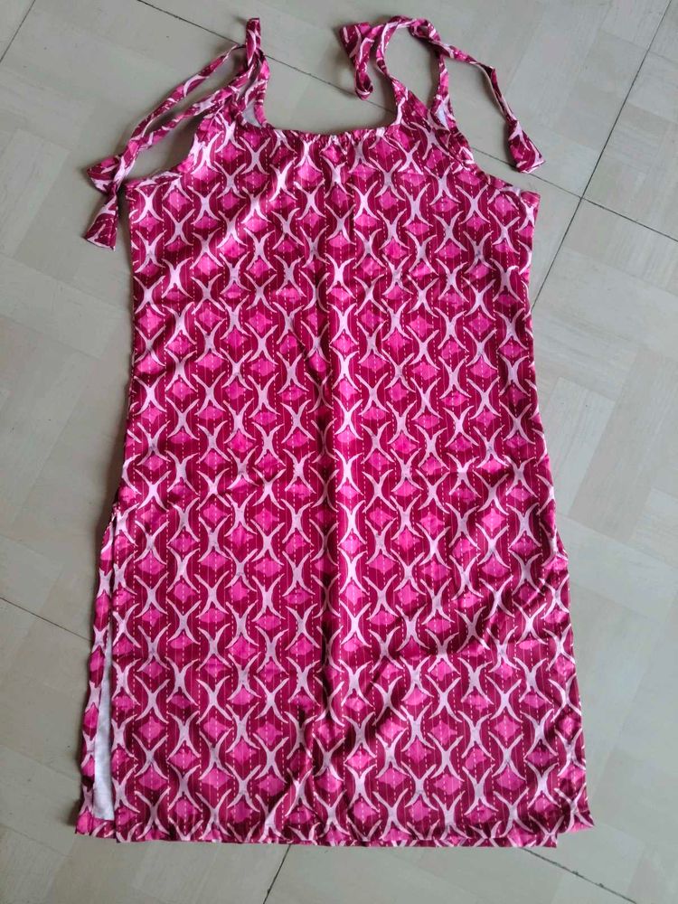 Cute Pink Print Summer Dress