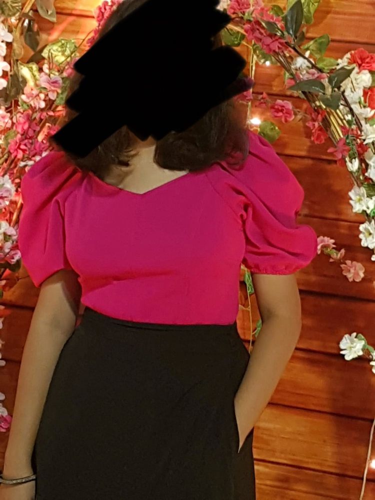 Pink Puff Sleeve Top