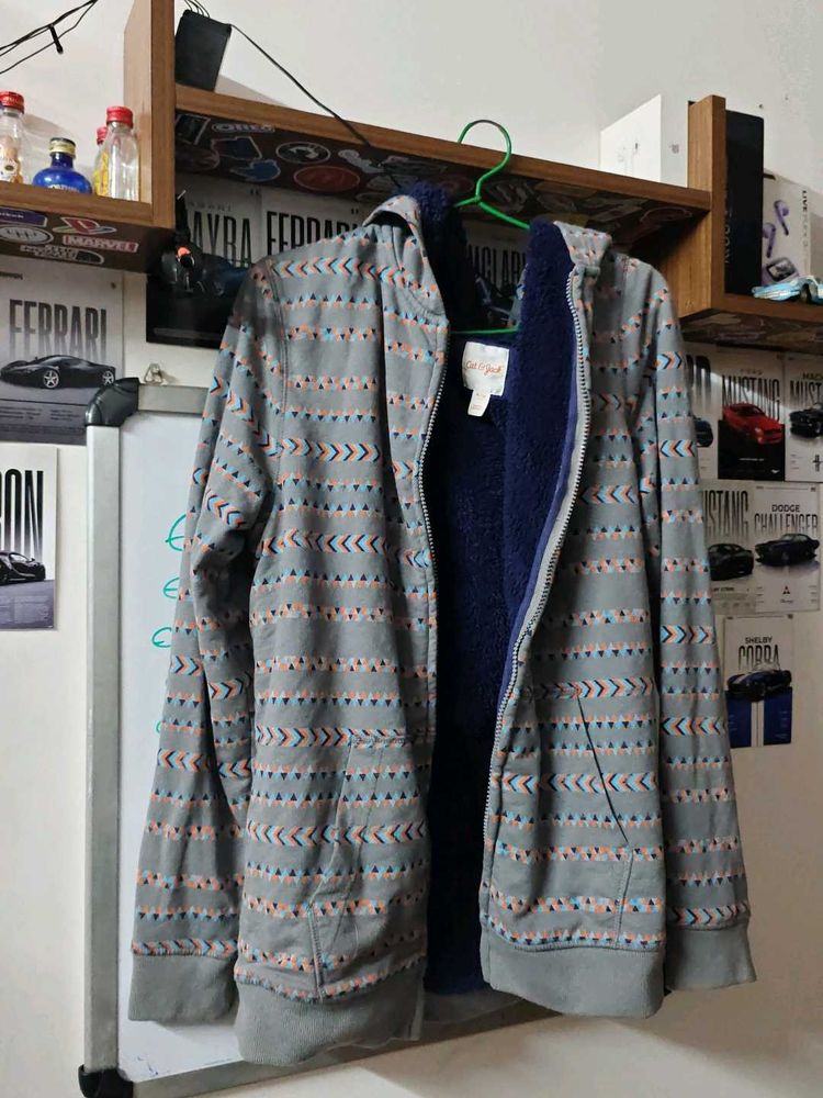 Cozy Graphic Print Zip-Up Hoodie