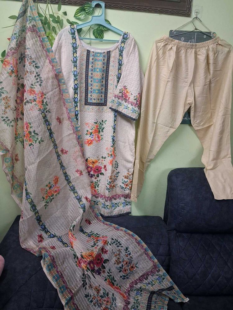 Floral Print Kurta Set with Dupatta