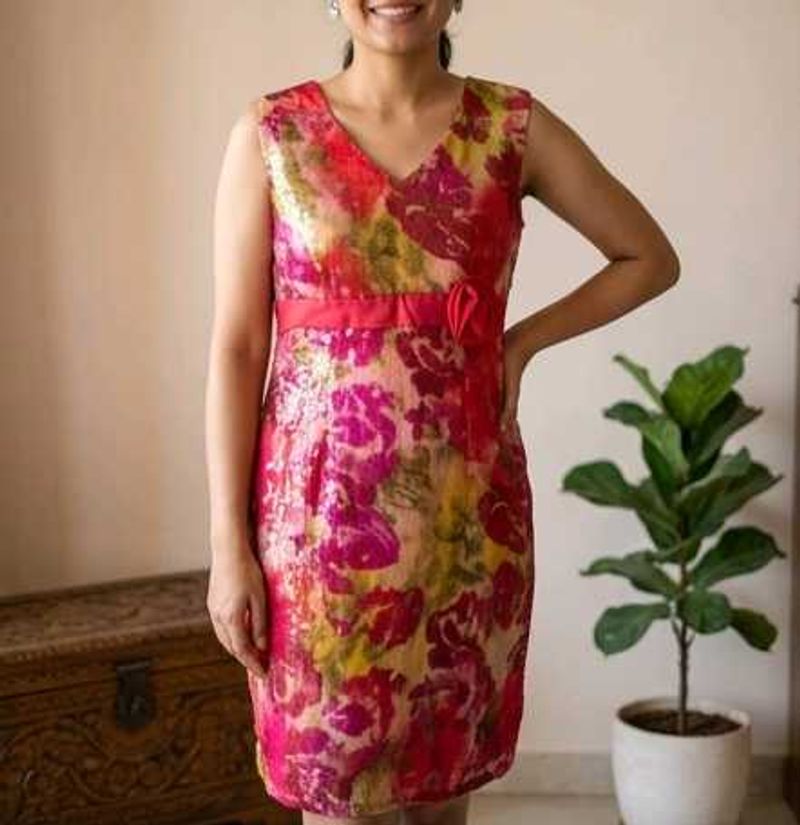 Vibrant Floral Print Sleeveless Dress