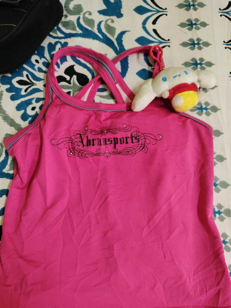 y2k Pink Racerback Graphic Tank Top