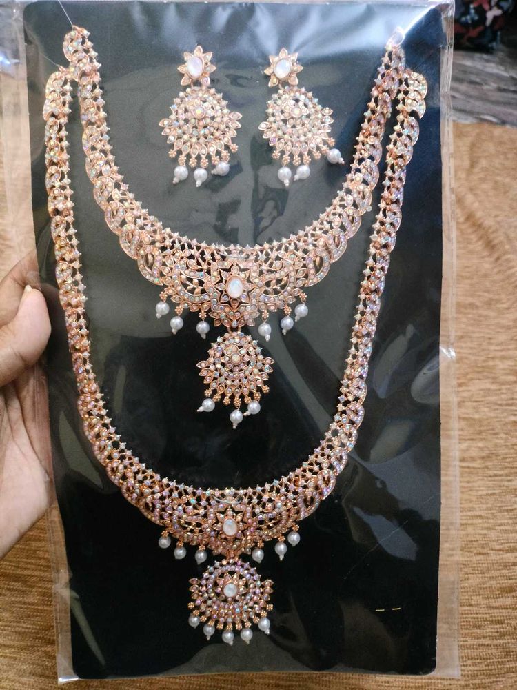 Stunning Rose Gold Kundan Jewellery Set
