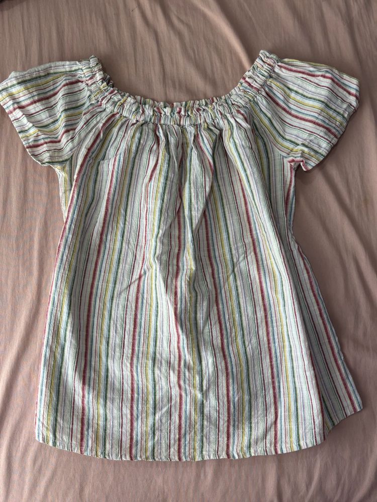 coquette Striped Off-Shoulder Top