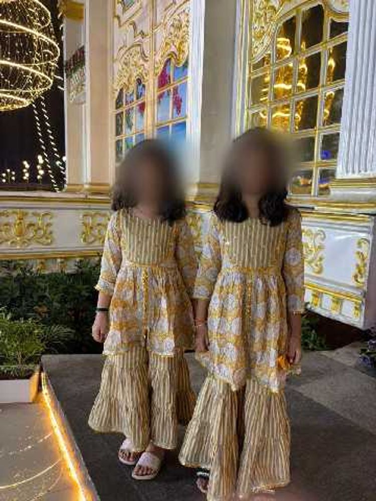 Girls' Tiered Kurta Sharara Set