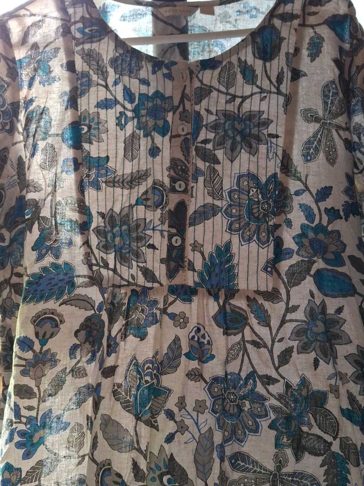 Floral Print Cotton Kurta with one pocket