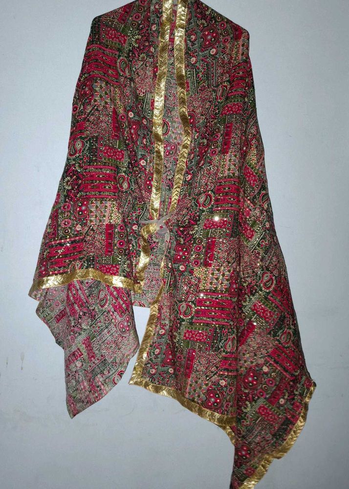 Embroidered Silk Blend Dupatta heavy punjabi seque
