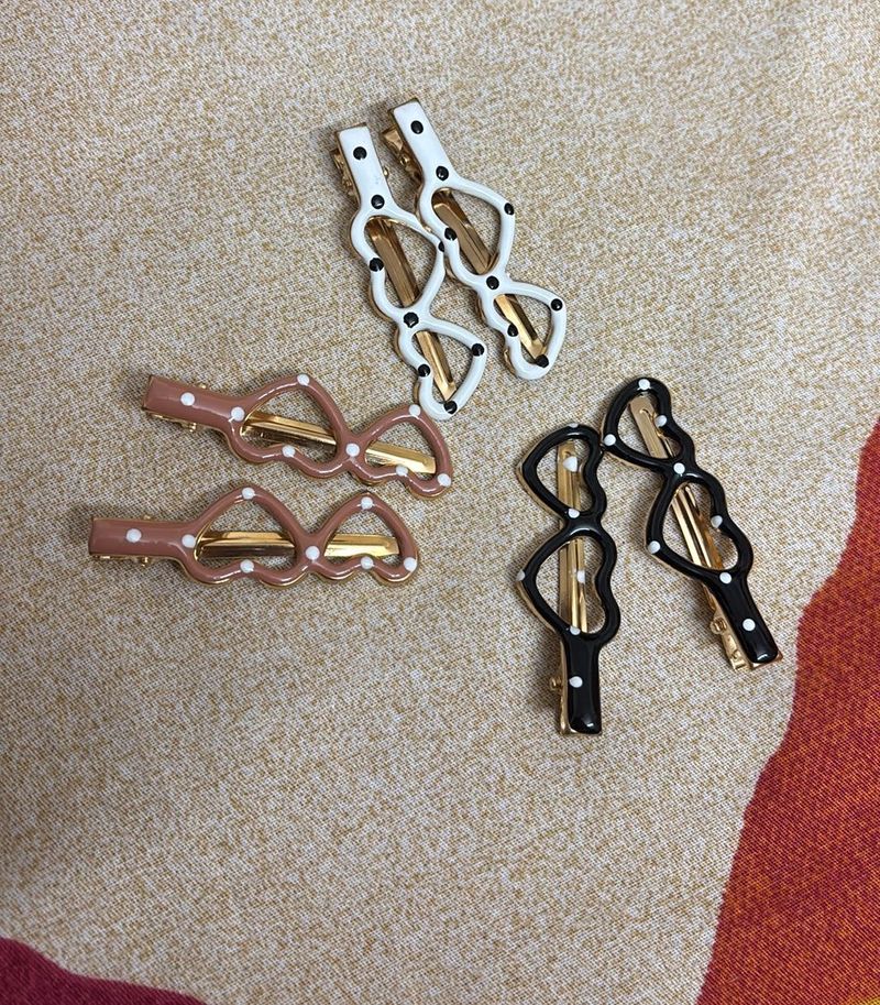 Cute Polka Dot Hair Clips Set 3 pair
