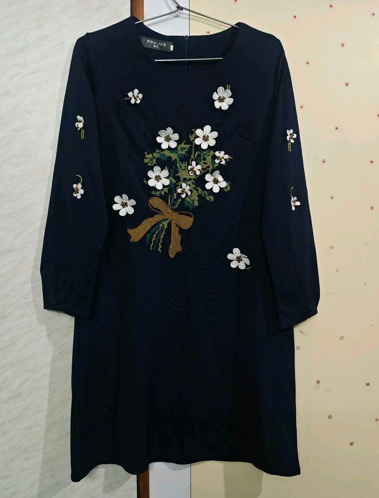 Chic Navy Blue Floral Dress