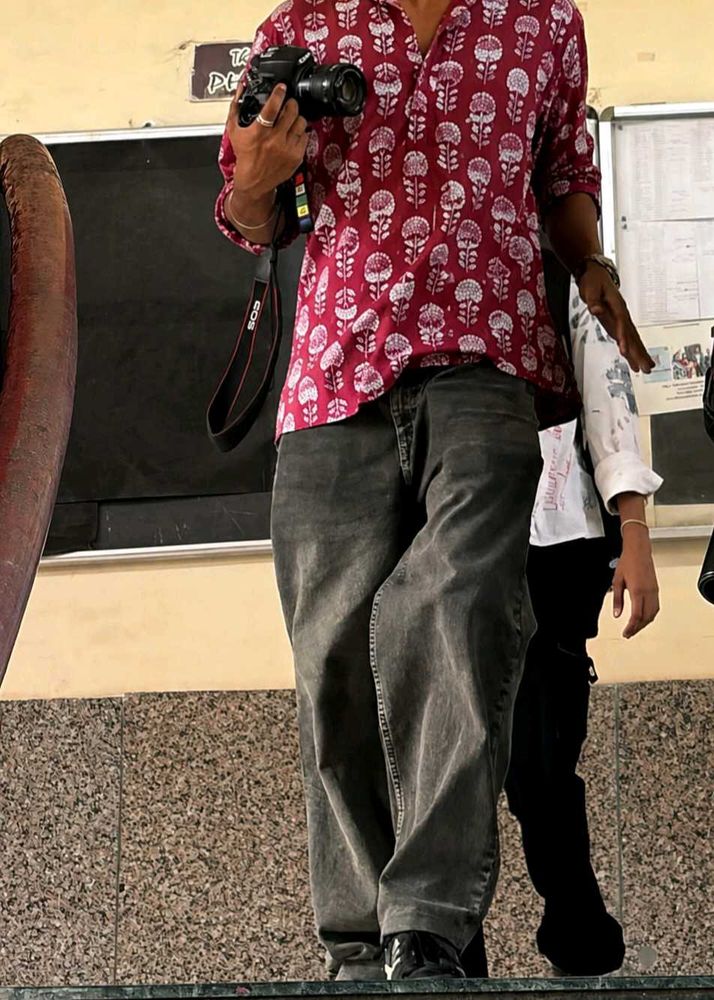 Maroon Floral Print Kurta