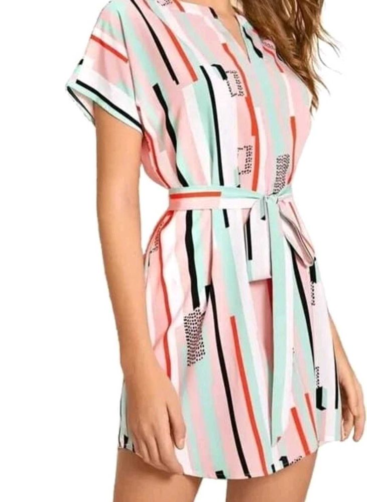 Striped Belted Dress