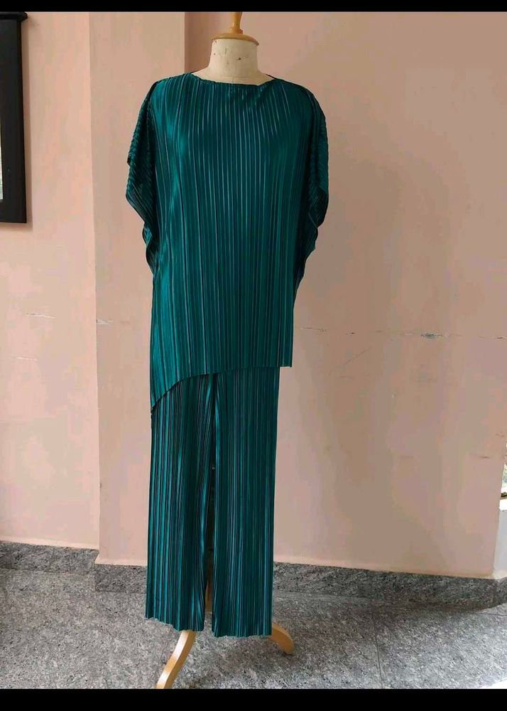 Emerald Green Pleated Co Ord Set