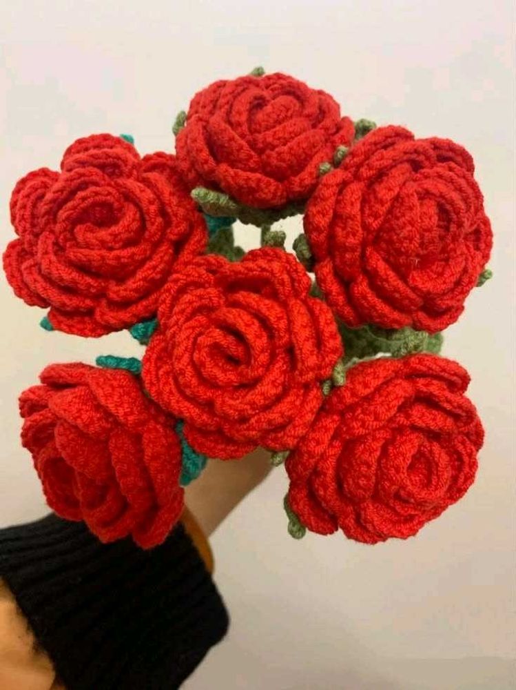 Handmade Crochet Rose Bouquet