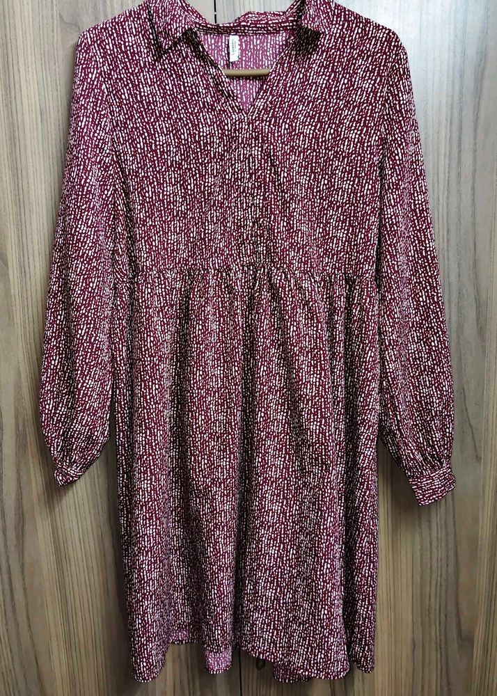 Chic Maroon &amp; White Printed Blouse - Effortless St