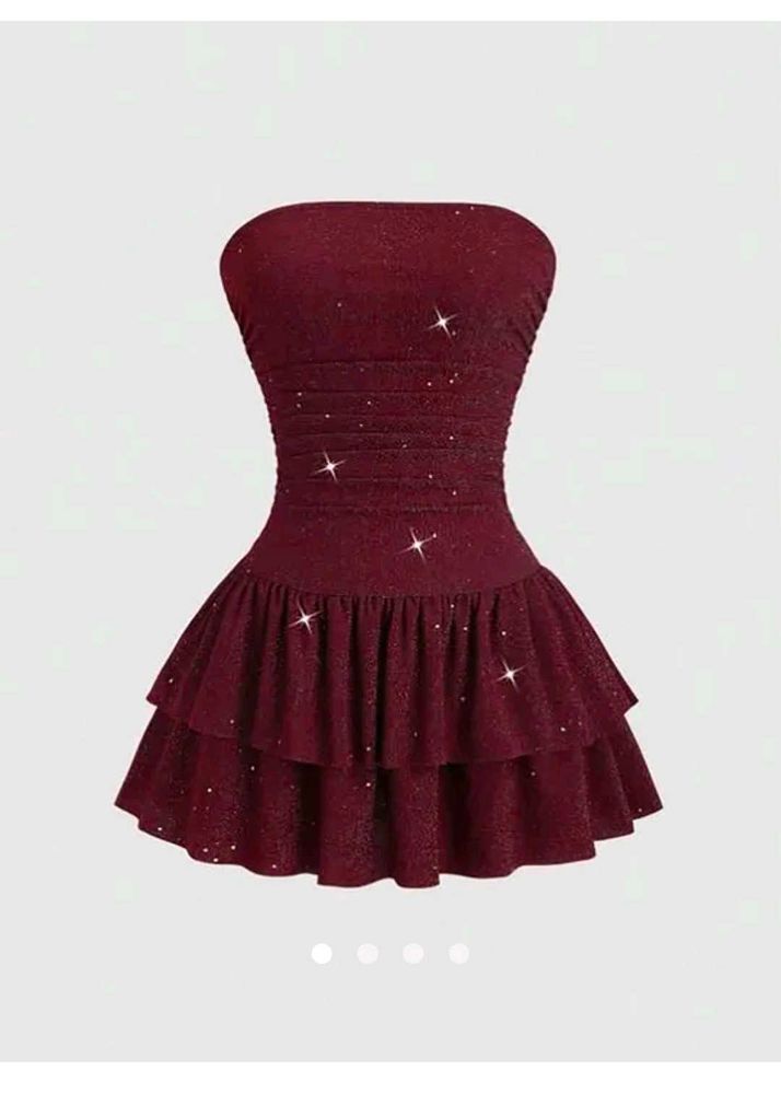 Sparkly Strapless Tiered Mini Dress