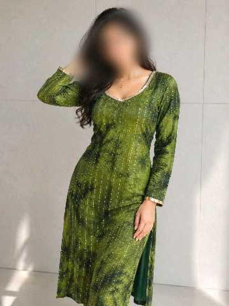 Stylish Green Embellished Kurta