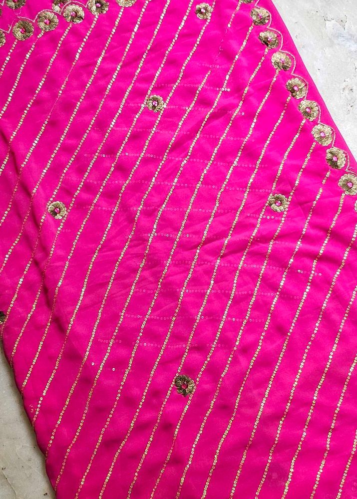 Pink and golden work Embellished Saree
