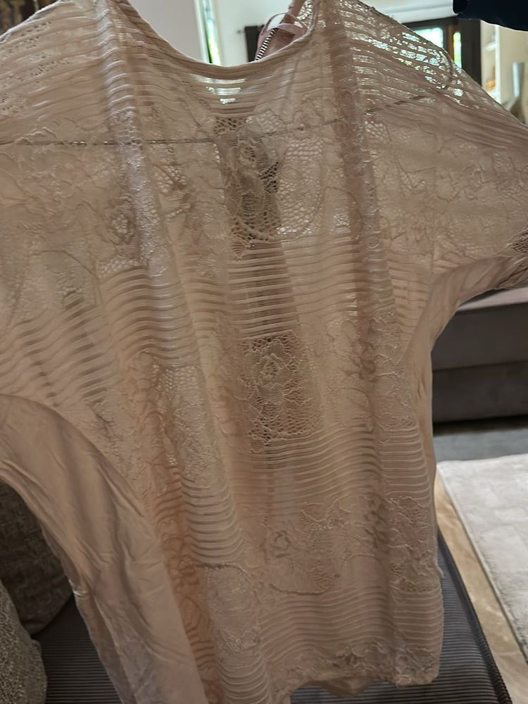 Elegant Lace Overlay Blouse