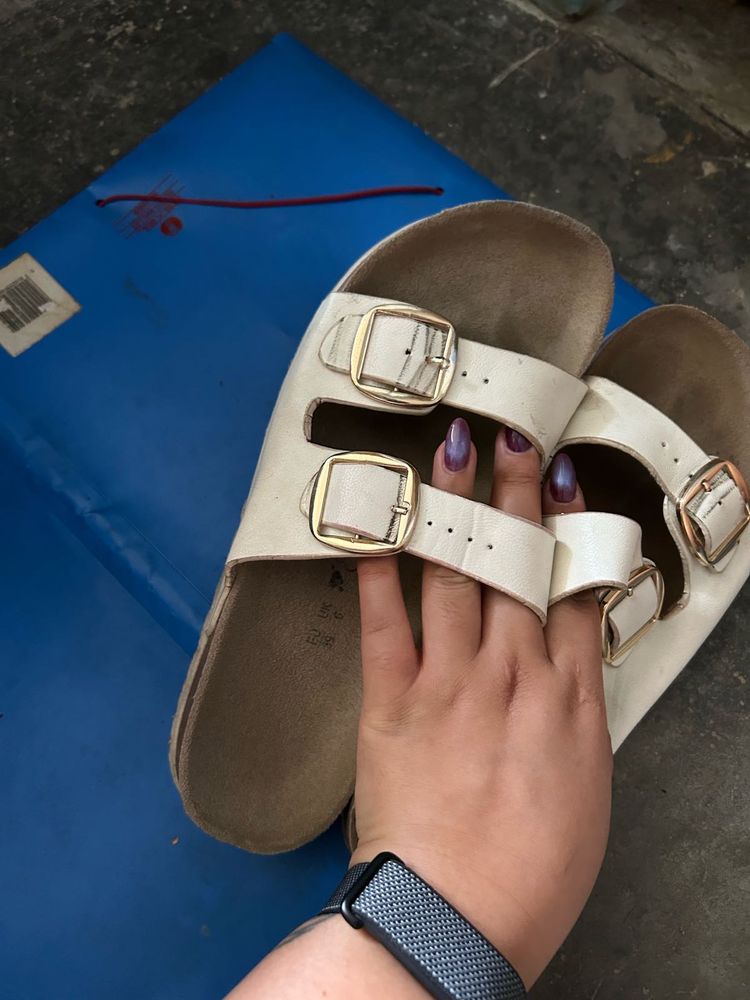 White Double Strap Sandals