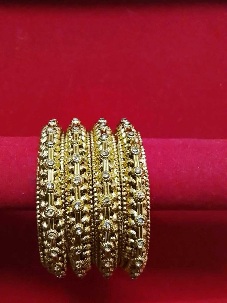 Elegant Gold Bangles with Stones