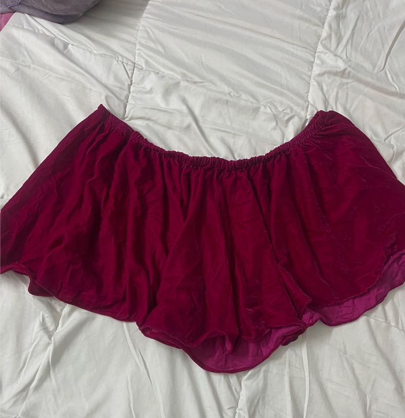Burgundy Velvet Off Shoulder top