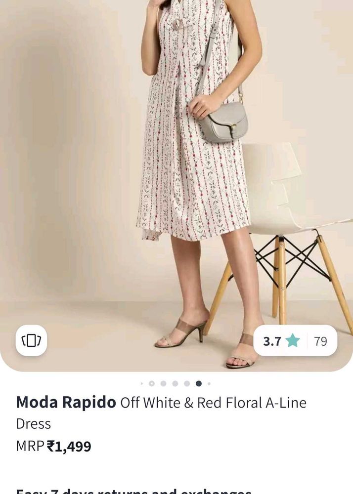 Off White Red Floral A Line Dress