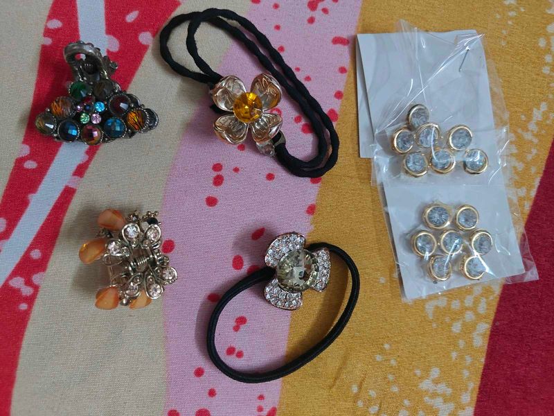 Sparkling Hair Clips &amp; Ties Set of 5