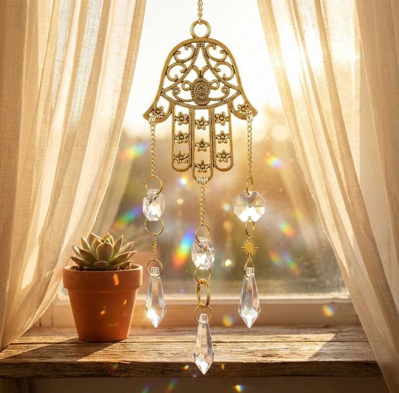 Hamsa Hand Crystal Suncatcher - Home Decor