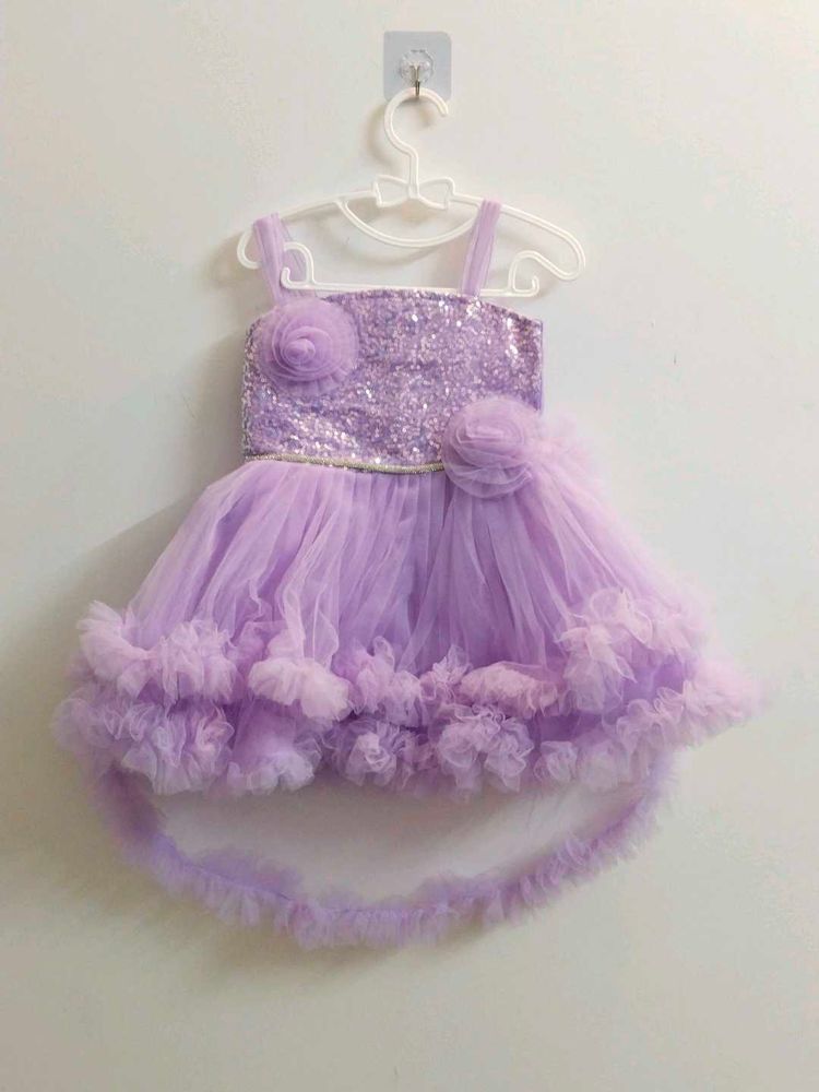 New Lavender Tulle Dress with Flower Accents