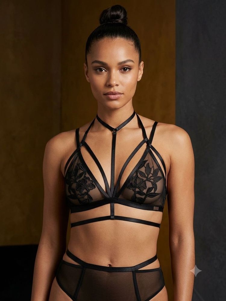 Sheer Black Embroidered Bra