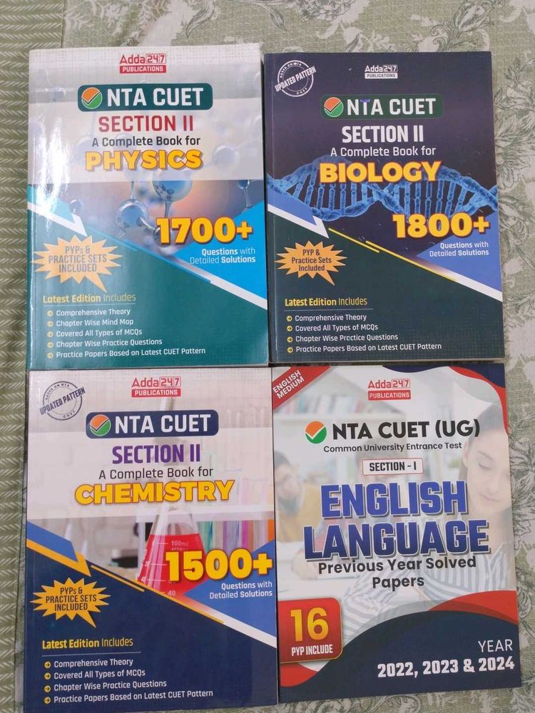NTA CUET  Physics, Biology, Chemistry And English