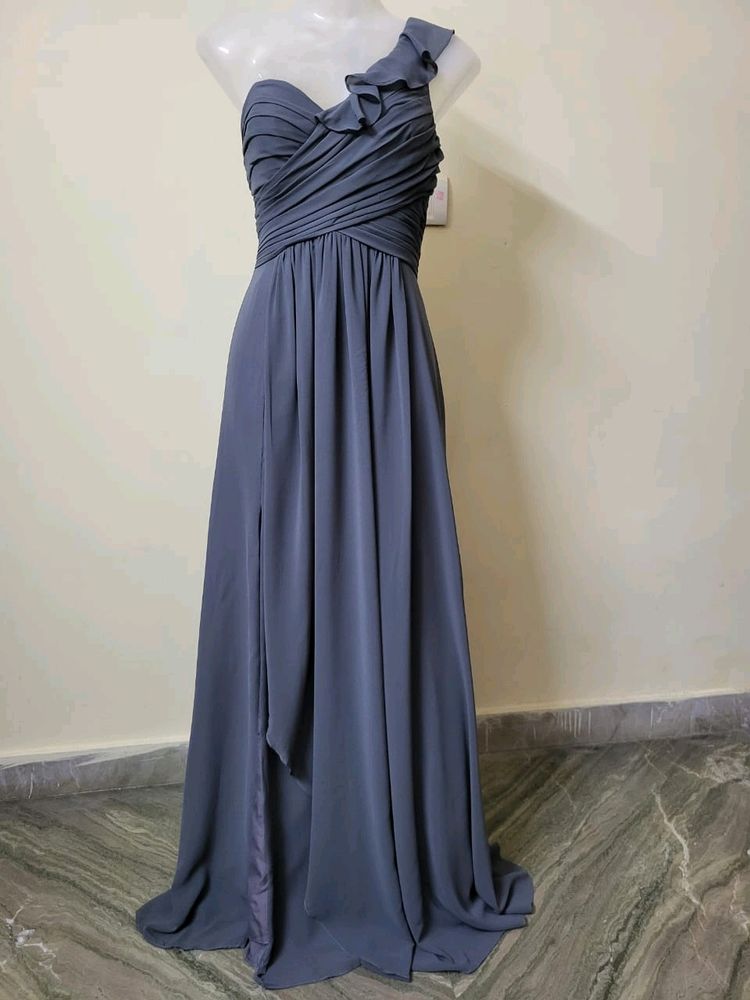 Gray One-Shoulder Gown