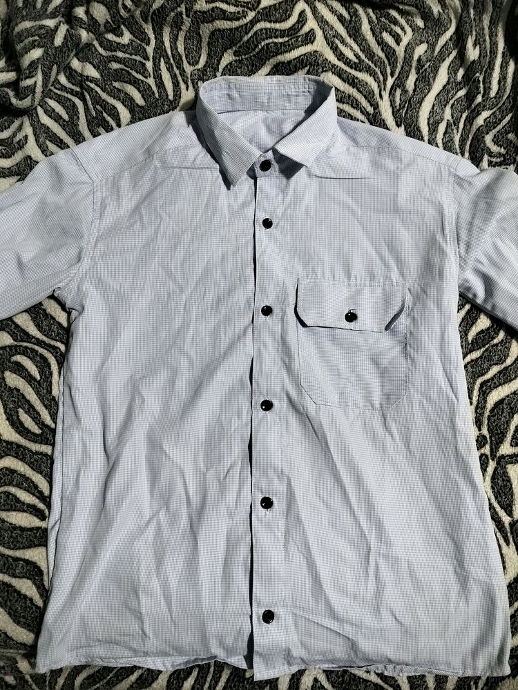 Sky-blue Small Check Shirt