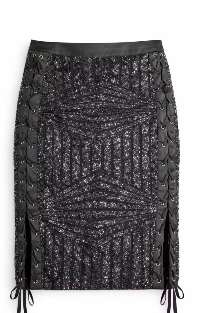 Sparkly Lace-Up Pencil Skirt
