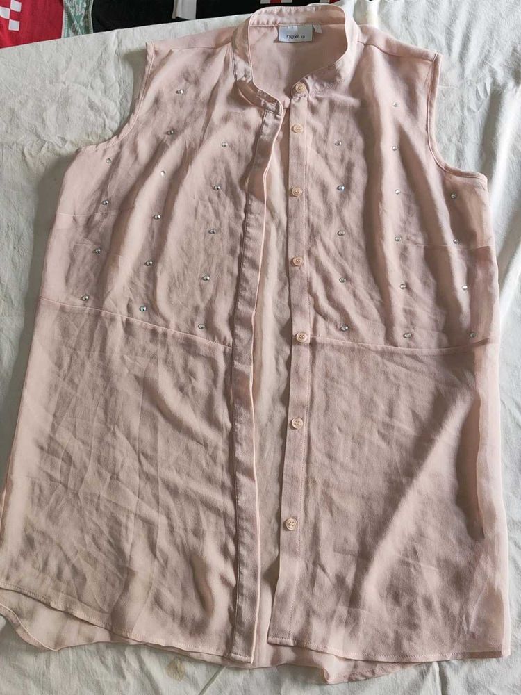 Sheer Embellished Sleeveless Top