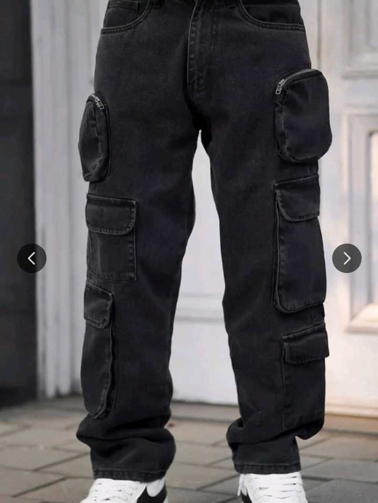 Men's Black Cargo Jeans