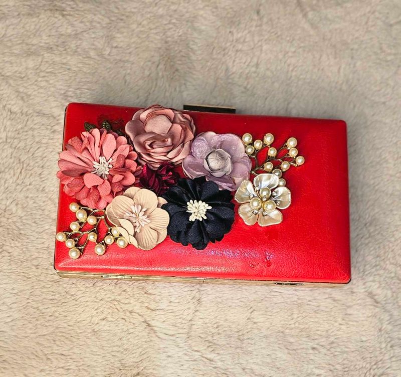 Red Floral Clutch