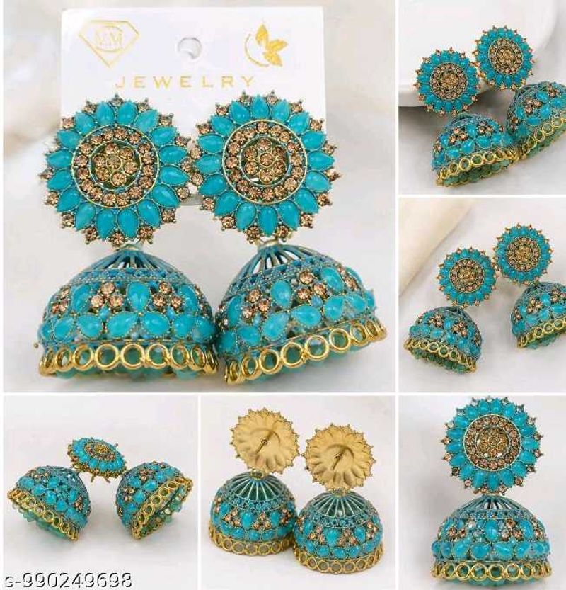 Exquisite Turquoise Jhumka Earrings