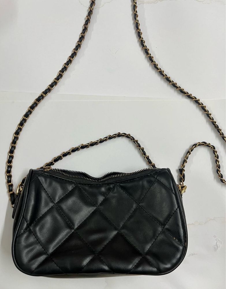 miniso Chic Quilted Black Shoulder Bag