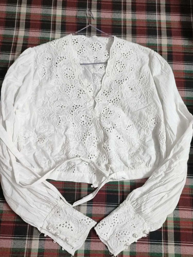 Elegant White Chikankari Blouse