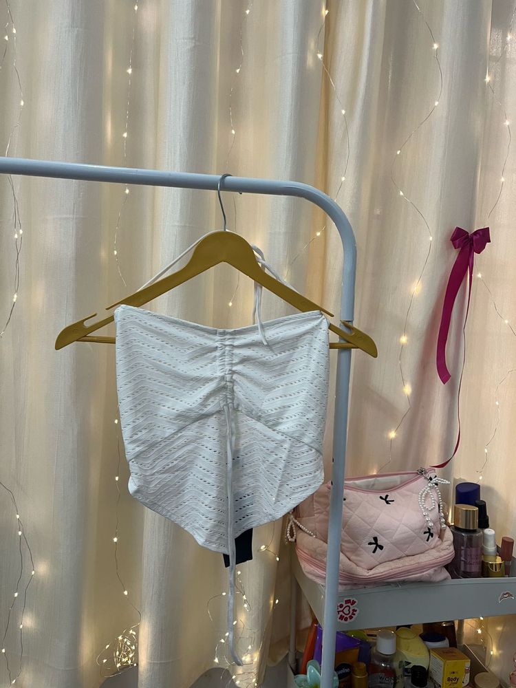 White Ruched Crop Top