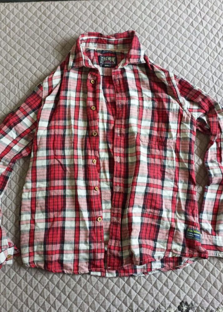 Men's Red Plaid Long Sleeve Shirt