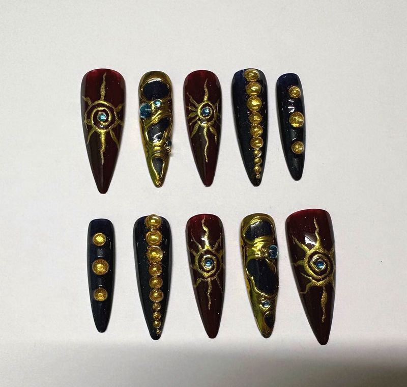 Unique Sun &amp; Gem Press-On Nails