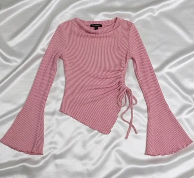 Y2K Pink Baddie Bell Sleeve Top
