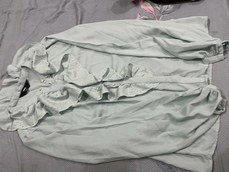 Light Green Ruffle Top