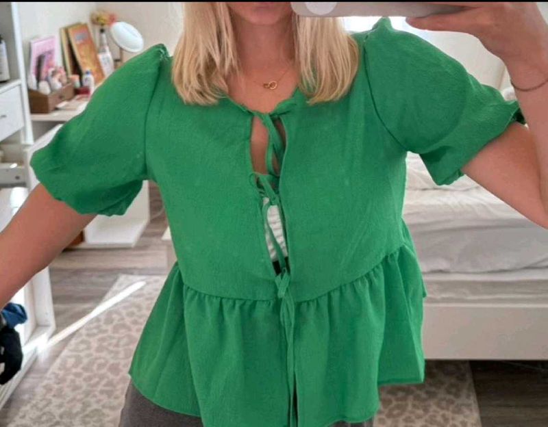 Emerald Green Tie-Front Top