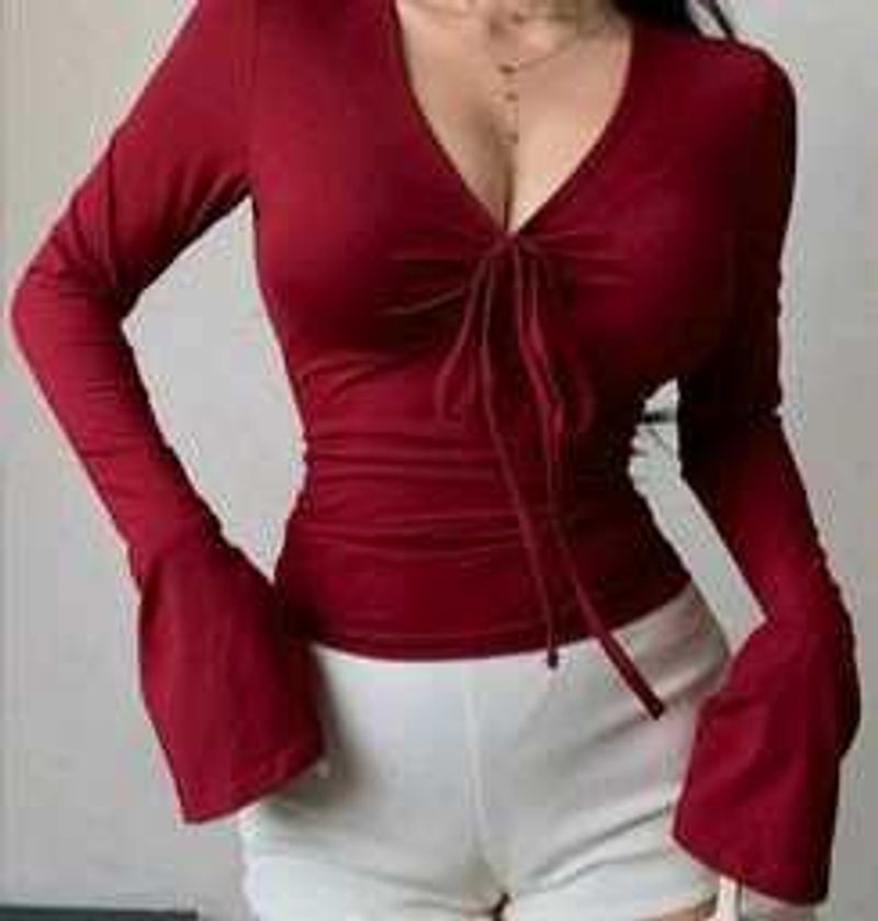 Chic Long Sleeve V-Neck Top